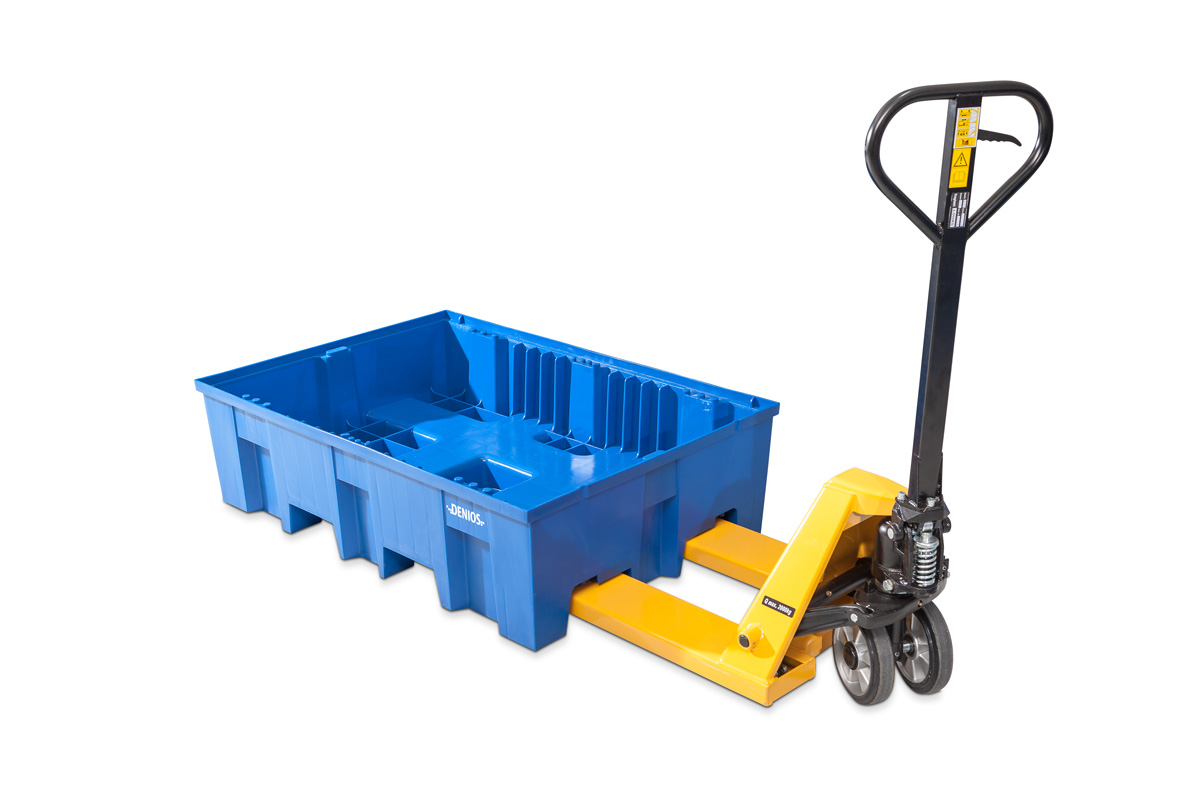 Auffangwanne aus Polyethylen | B 1245 x T 865 x H 350 mm | für 2 Fässer à 200 Liter