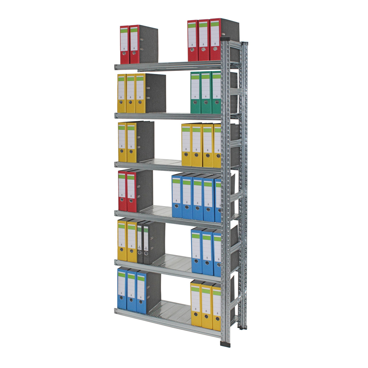Archivregal Aktenregal SUPER | Anbauregal | H 2200 x T 320 x L 600 mm | für 36 Ordner | 6 Fachböden | einseitig | verzinkt