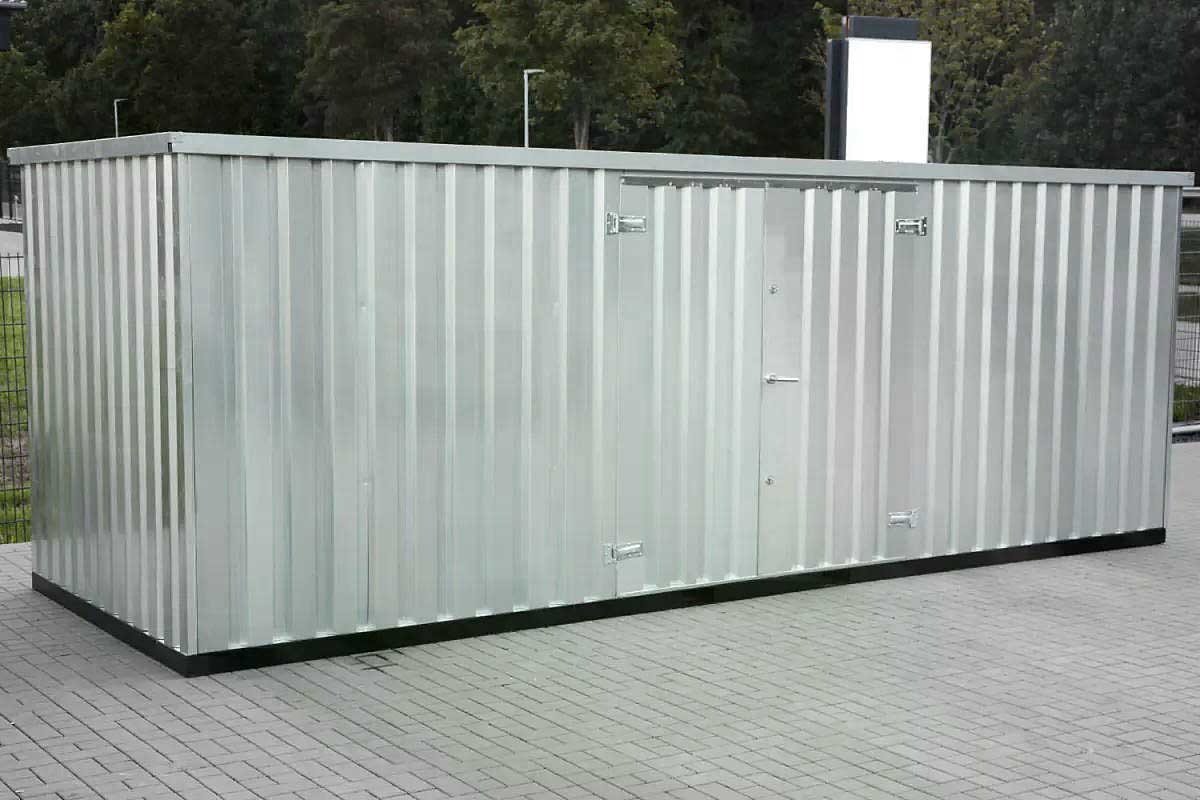 Materialcontainer MC6 verzinkt | H 2090 x B 2142 x T 5882 mm | Tür längsseitig zweiflügelig