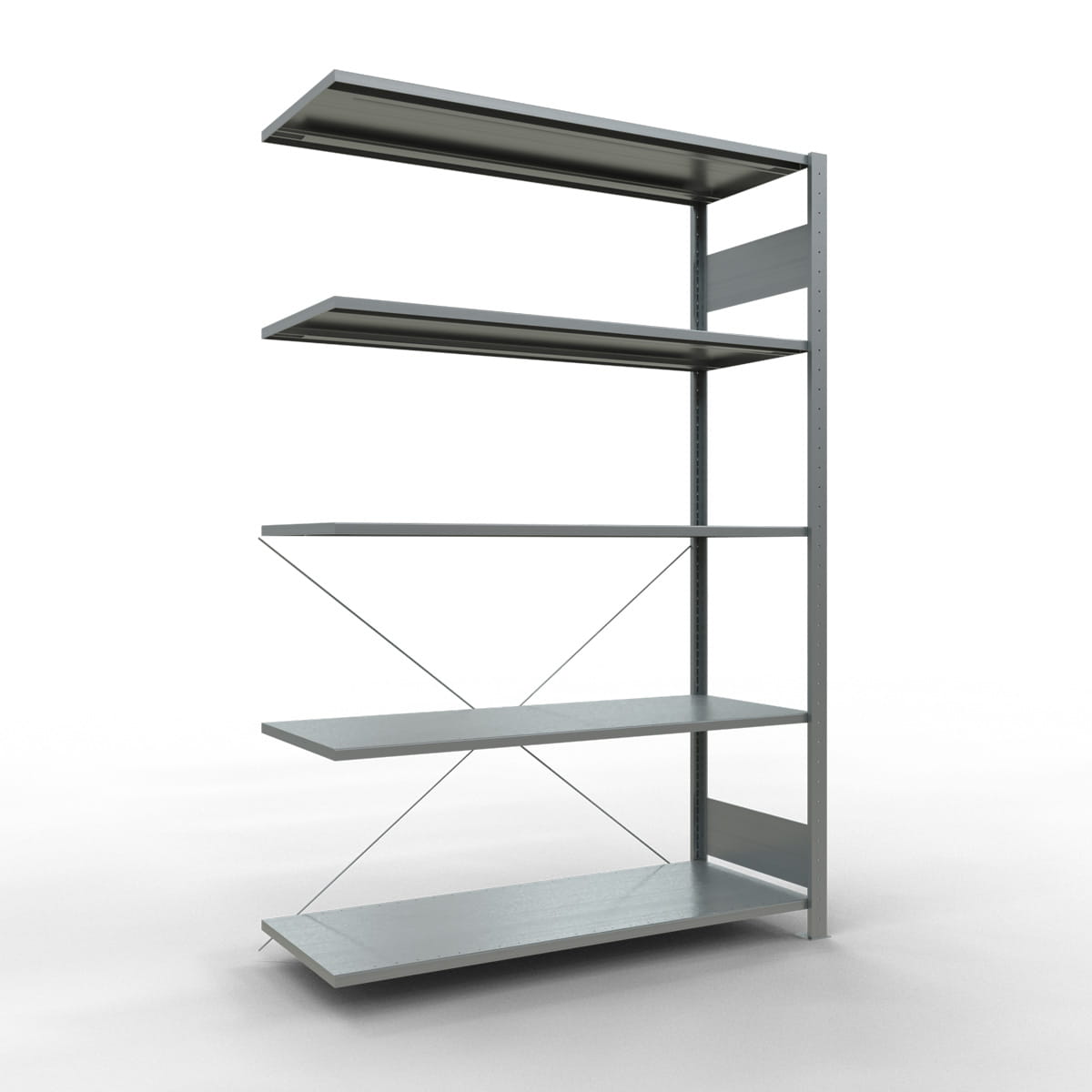 Fachbodenregal SCHULTE | Stecksystem | Anbauregal | H 2000 x T 500 x L 1300 mm | 5 Fachböden | Fachlast 150 kg