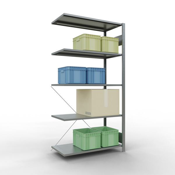 Fachbodenregal SCHULTE | Stecksystem | Anbauregal | H 2000 x T 500 x L 1000 mm | 5 Fachböden | Fachlast 150 kg