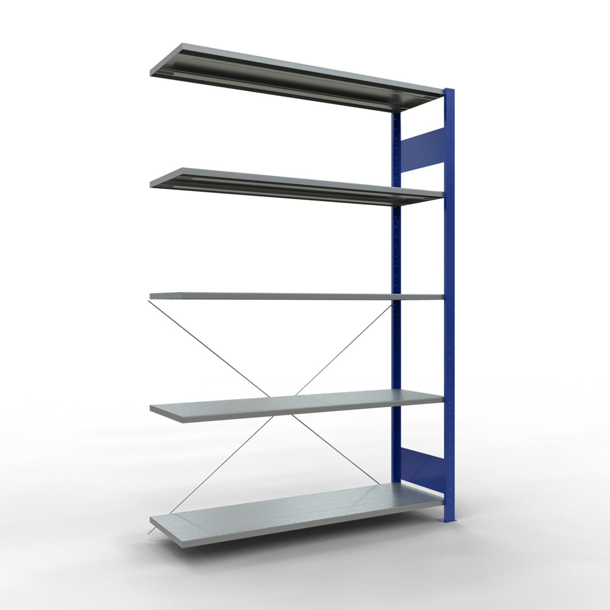 Fachbodenregal SCHULTE | enzianblau | Stecksystem | Anbauregal | H 2000 x T 400 x L 1300 mm | 5 Fachböden | Fachlast 150 kg