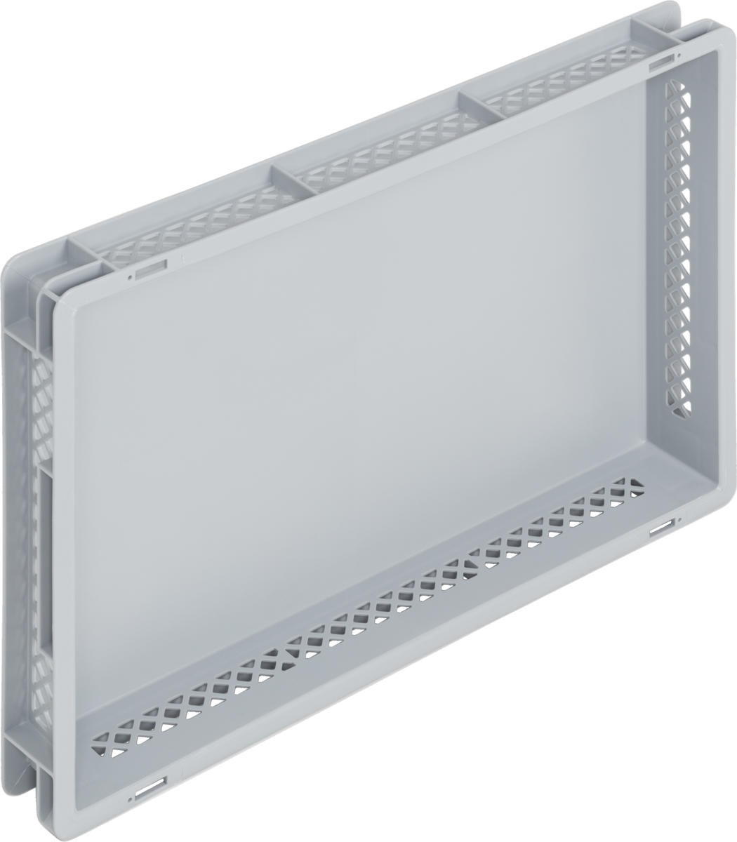 Eurobehälter NEWBOX | 600x400x75 mm | Boden geschlossen | Seitenwände durchbrochen