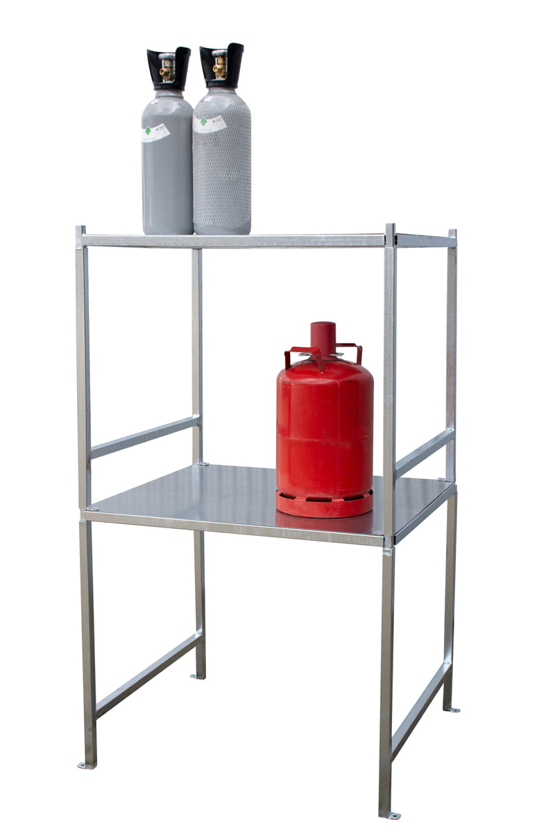 Gasflaschengestell für Gittercontainer | L 1000 x B 865 x H 850 mm | verzinkt | 150 kg Tragkraft