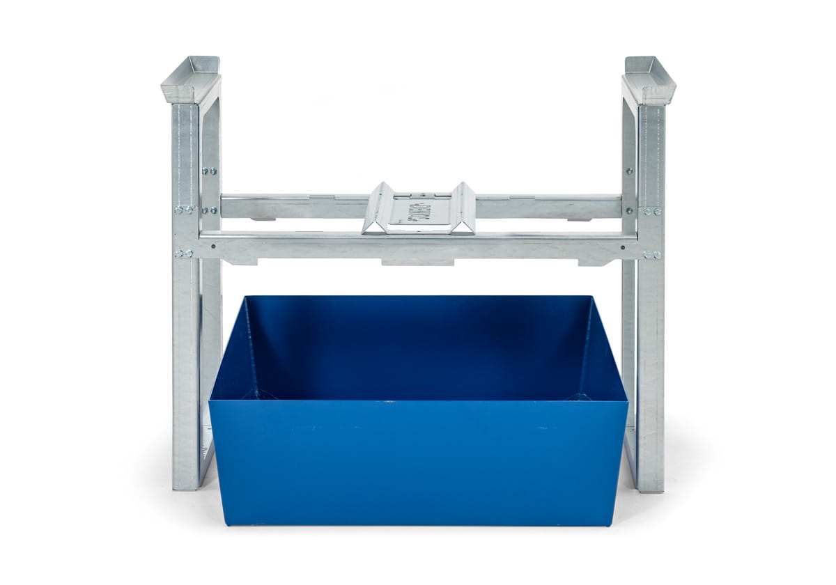 Fassregale | H 837 x T 1236 x L 1049 mm | für 1 Fass à 200 l | Auffangwanne lackiert | stapelbar