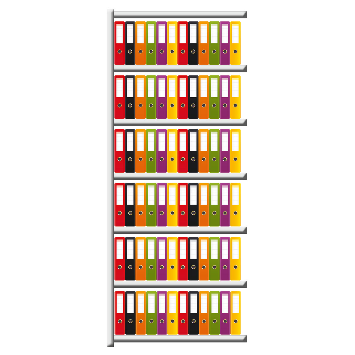 Büroregal SCHULTE | Anbauregal | H 2300 x T 300 x L 1000 mm | für 72 Ordner | 7 Fachböden | einseitig | lackiert