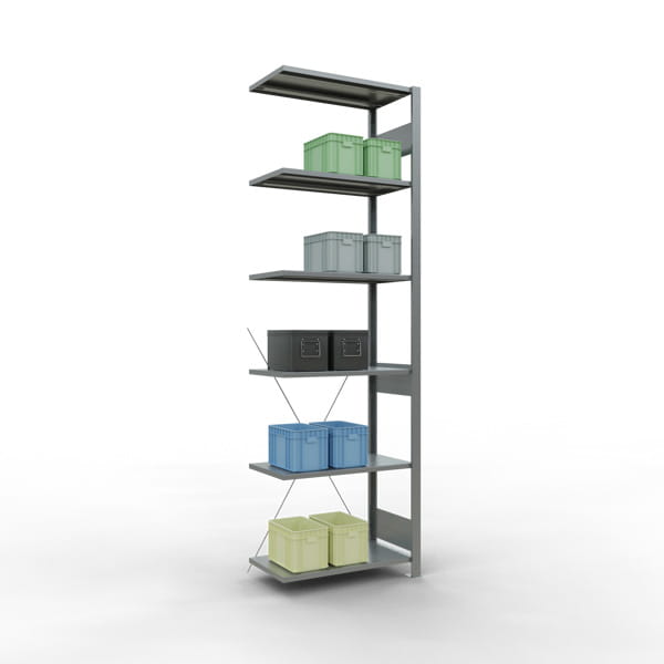 Fachbodenregal SCHULTE | Stecksystem | Anbauregal | H 2500 x T 400 x L 750 mm | 6 Fachböden | Fachlast 150 kg