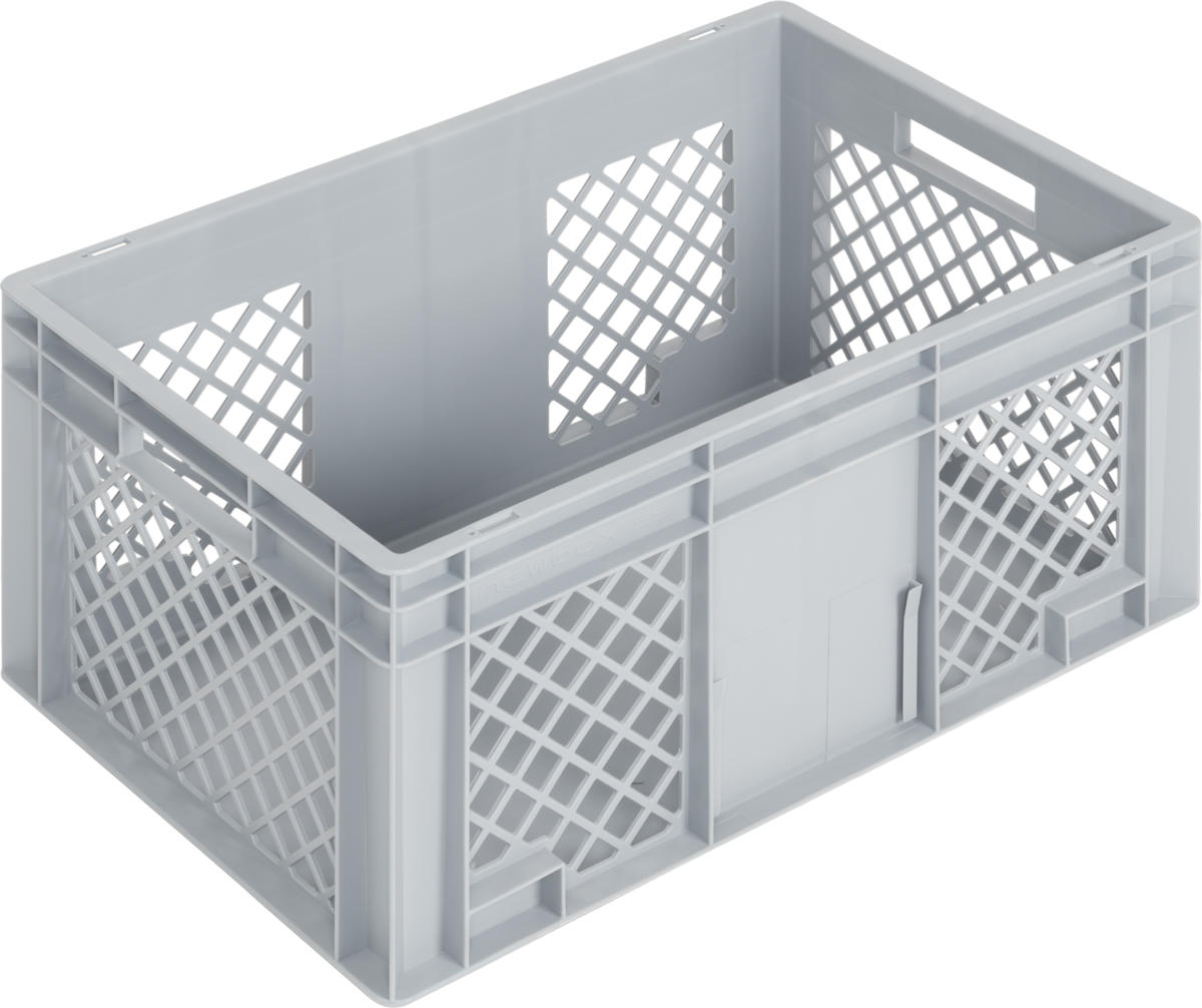 Eurobehälter NEWBOX | 600x400x280 mm | Boden geschlossen | Seitenwände durchbrochen