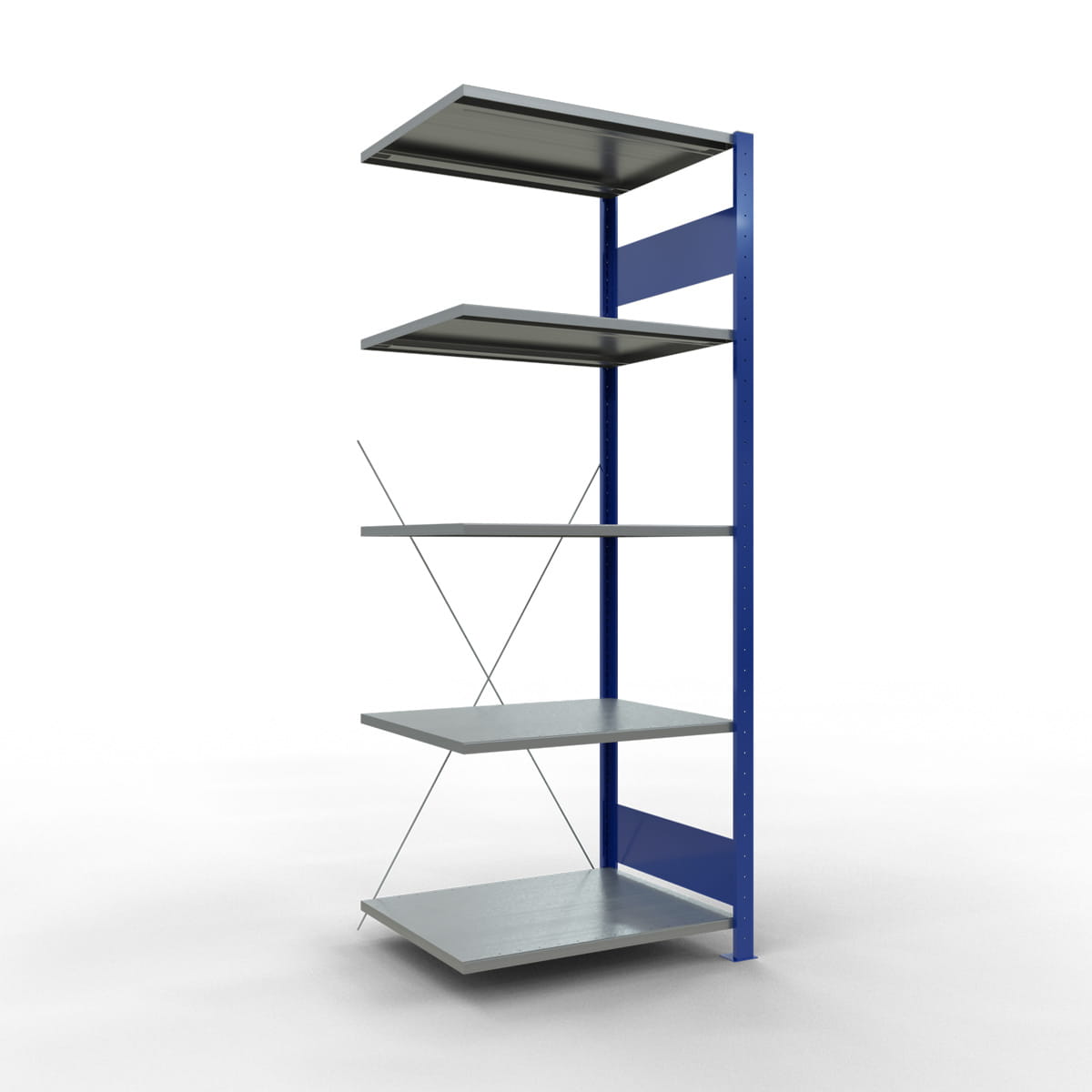 Fachbodenregal SCHULTE | enzianblau | Stecksystem | Anbauregal | H 2000 x T 600 x L 750 mm | 5 Fachböden | Fachlast 150 kg