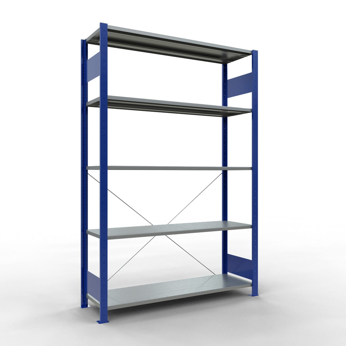 Fachbodenregal SCHULTE | enzianblau | Stecksystem | Grundregal | H 2000 x T 400 x L 1300 mm | 5 Fachböden | Fachlast 150 kg
