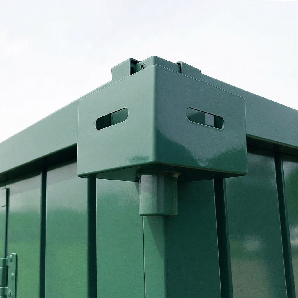 Fallrohranschluss Regenablauf Adapter für Materialcontainer | Moosgrün RAL 6005