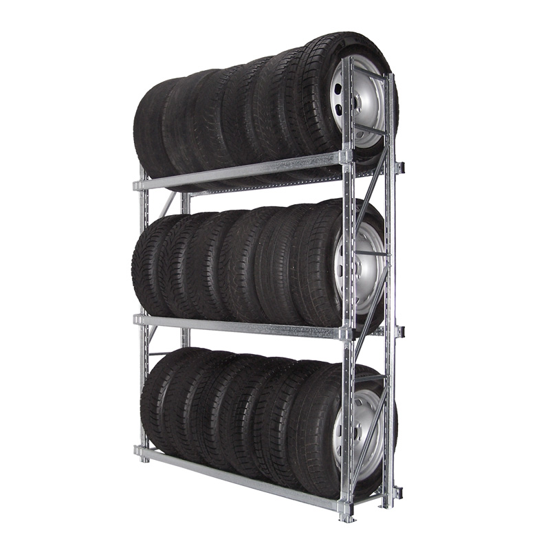 Reifenregal GENIUS | Komplettregal | H 2500 x T 400 x L 1500 mm | 3 Ebenen | Fachlast 300 kg | für 18 Räder