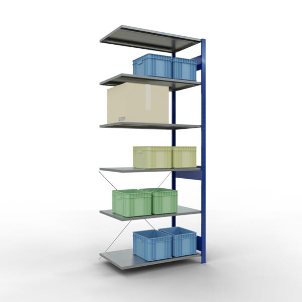 Fachbodenregal SCHULTE | enzianblau | Stecksystem | Anbauregal | H 2500 x T 600 x L 1000 mm | 6 Fachböden | Fachlast 150 kg