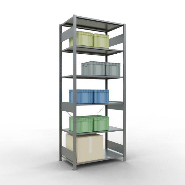 Fachbodenregal SCHULTE | Stecksystem | Grundregal | H 2500 x T 600 x L 1000 mm | 6 Fachböden | Fachlast 150 kg