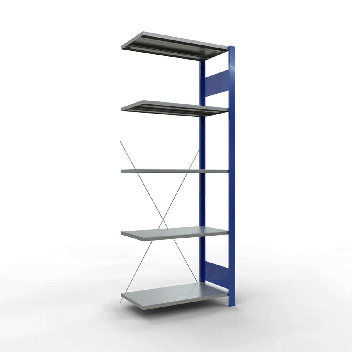 Fachbodenregal SCHULTE | enzianblau | Stecksystem | Anbauregal | H 2000 x T 400 x L 750 mm | 5 Fachböden | Fachlast 150 kg