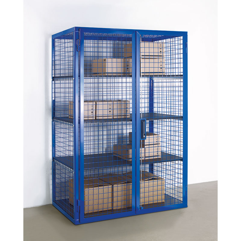 Gitterschrank Indoor | H 1850 x T 800 x L 1250 mm | ohne Böden | pulverbeschichtet RAL 5002 blau