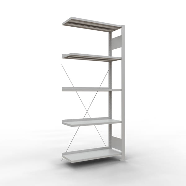 Büroregal SCHULTE | Anbauregal | H 1800 x T 300 x L 750 mm | für 36 Ordner | 5 Fachböden | einseitig | lackiert