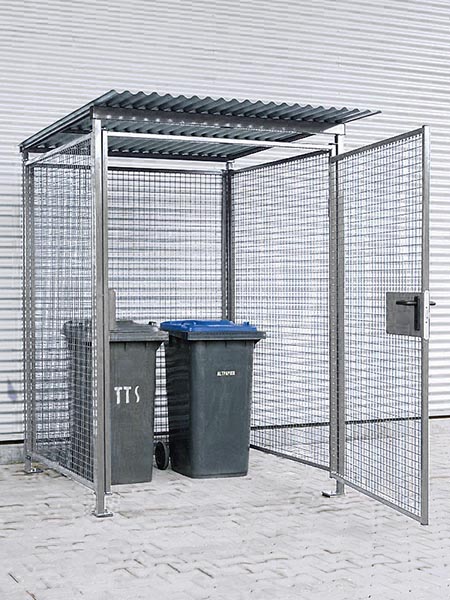 Gittercontainer Universalbox | H 2200 x T 1500 x L 1500 mm | Wände + Tür aus Drahtgitter | feuerverzinkt