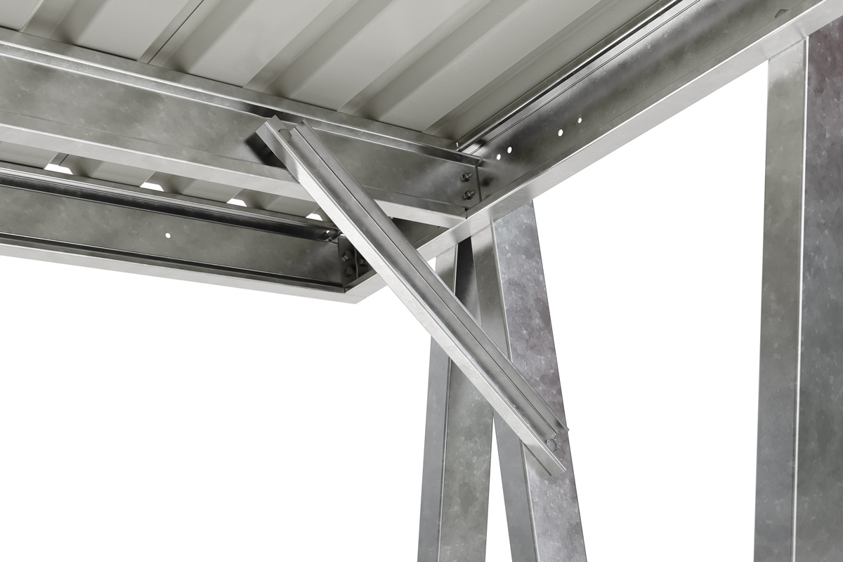 Carport | Pultdach | H 4010 x T 5425 x L 5000 mm | Anbaumodul für 2 Stellplätze