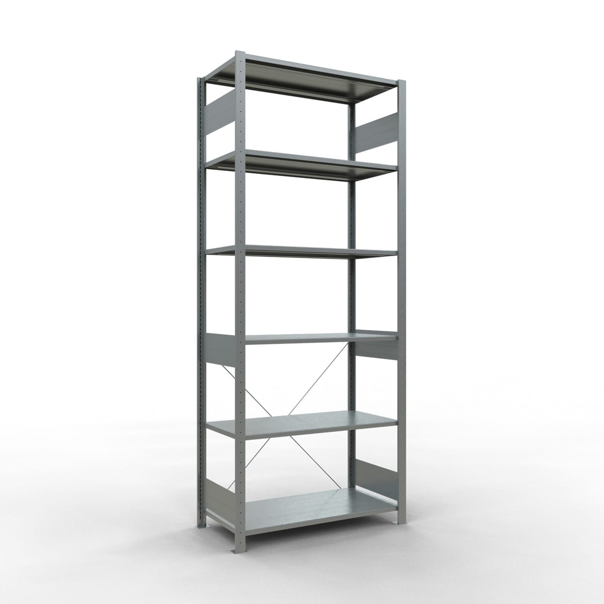 Fachbodenregal SCHULTE | Stecksystem | Grundregal | H 2500 x T 500 x L 1000 mm | 6 Fachböden | Fachlast 150 kg