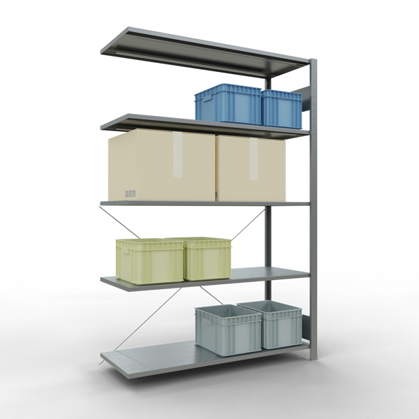 Fachbodenregal SCHULTE | Stecksystem | Anbauregal | H 2000 x T 500 x L 1300 mm | 5 Fachböden | Fachlast 150 kg