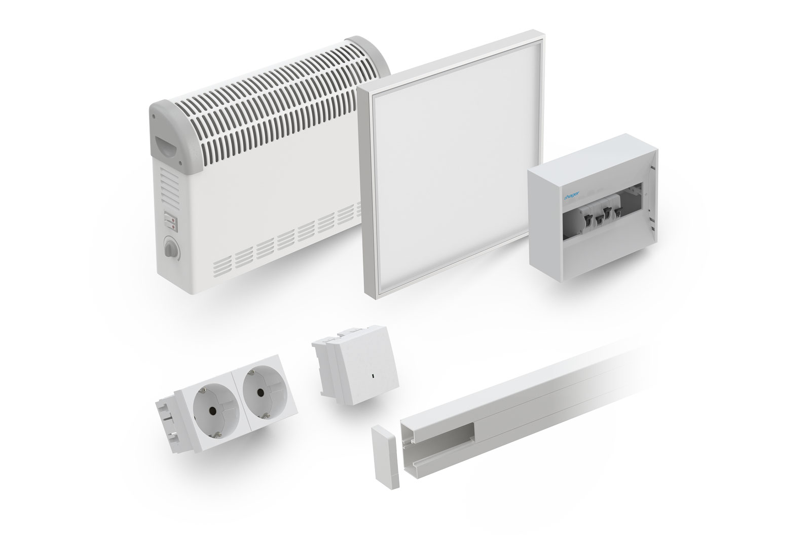 Hallenbüro Meisterbüro Indoor für Lager & Produktion | H 2680 x T 2280 x L 3390 mm | 5 Fenster | 1 Tür | mit Elektropaket Mini