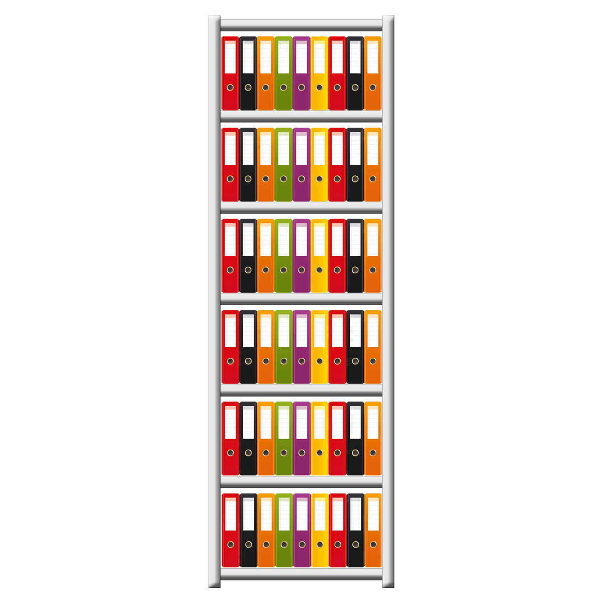 Büroregal SCHULTE | Grundregal | H 2300 x T 600 x L 750 mm | für 108 Ordner | 7 Fachböden | doppelseitig | lackiert