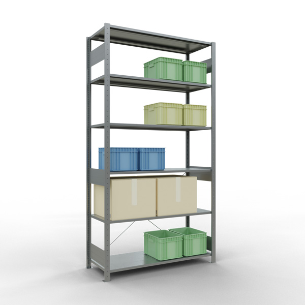 Fachbodenregal SCHULTE | Stecksystem | Grundregal | H 2500 x T 500 x L 1300 mm | 6 Fachböden | Fachlast 150 kg