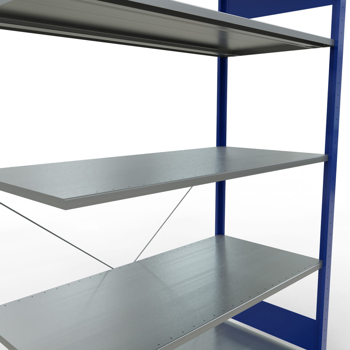 Fachbodenregal SCHULTE | enzianblau | Stecksystem | Anbauregal | H 2000 x T 600 x L 1300 mm | 5 Fachböden | Fachlast 150 kg