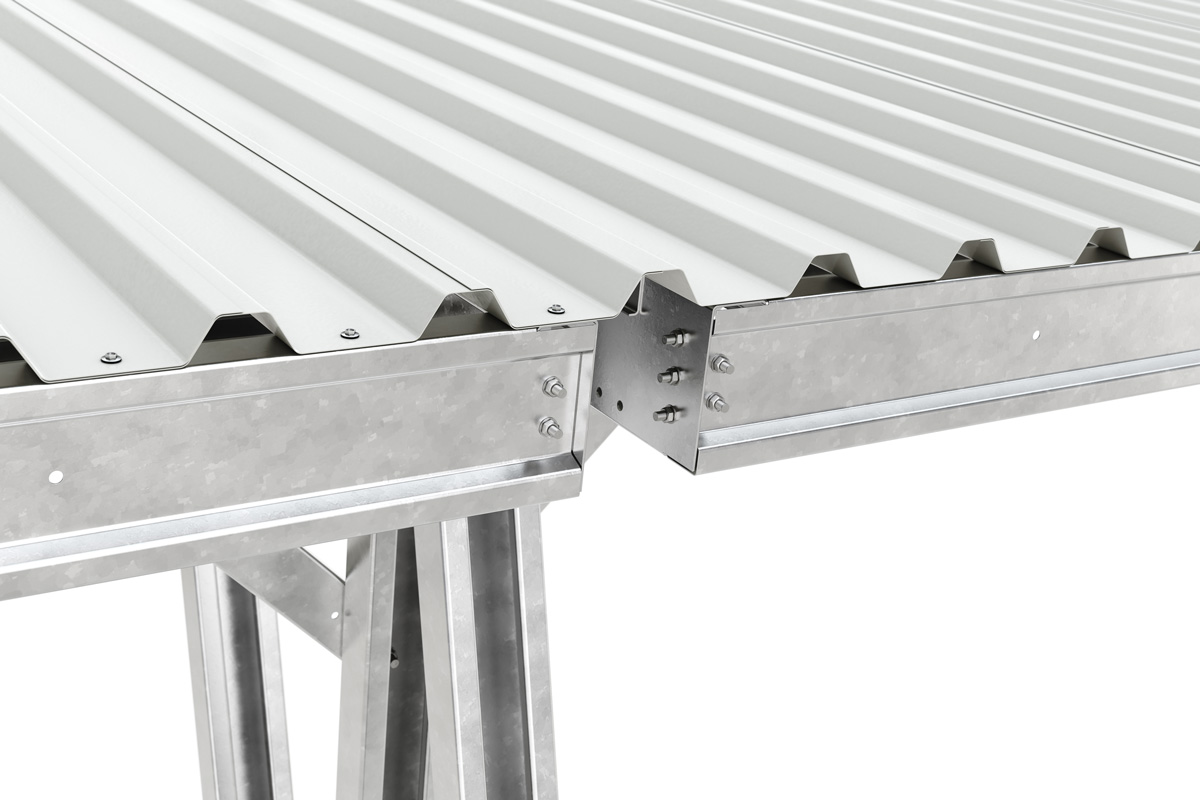 Carport | Pultdach | H 3730 x T 5425 x L 10320 mm | Kombieinheit für 4 Stellplätze
