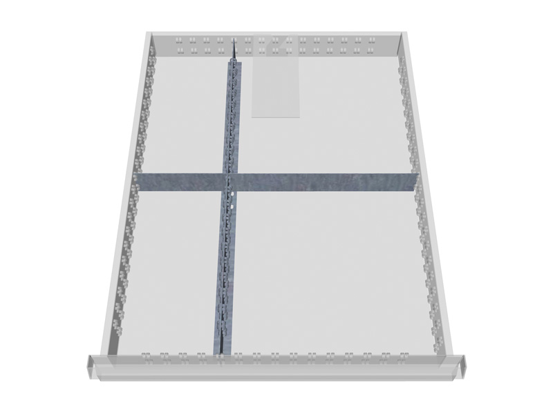 Schubladeneinsatz für Werkstattschrank | Metallteiler | für Innenmaß 450 x 600 mm | Fronthöhe 150 mm | 4 Fächer