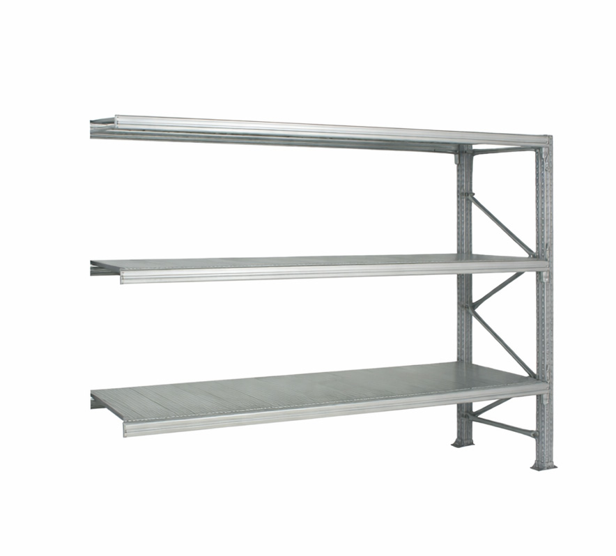 Weitspannregal TS3 | Anbauregal | H 2000 x T 1000 x L 2700 mm | 3 Fachböden | Fachlast 780 kg | verzinkt