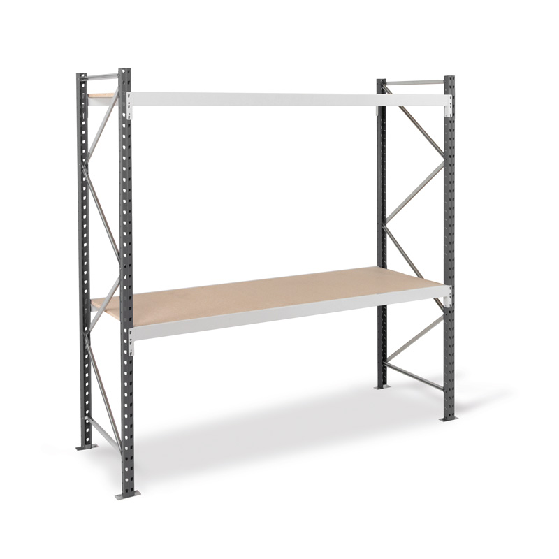Weitspannregal EPSIVOL | Grundregal | H 2000 x T 600 x L 1800 mm | 2 Fachböden | Fachlast 500 kg | lackiert