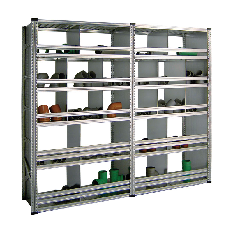 HT-Formstückregal | H 2200 x T 600 x L 2480 mm | 12 Fachböden |  12 HT/Fächer pro Feld | 5 Lagerebenen | System SUPER 1