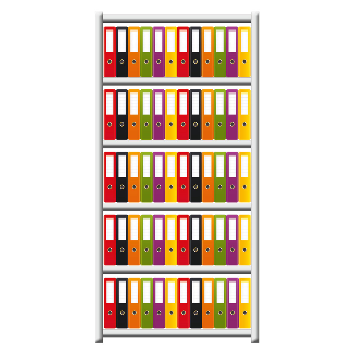Büroregal SCHULTE | Grundregal | H 2000 x T 600 x L 1000 mm | für 120 Ordner | 6 Fachböden | doppelseitig | lackiert