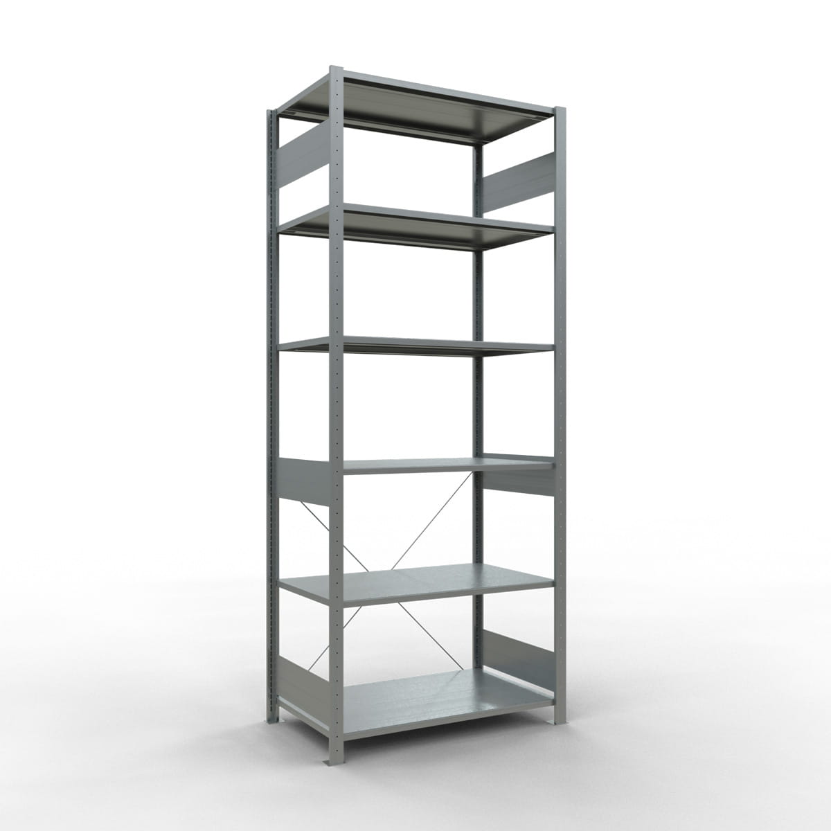 Fachbodenregal SCHULTE | Stecksystem | Grundregal | H 2500 x T 600 x L 1000 mm | 6 Fachböden | Fachlast 150 kg