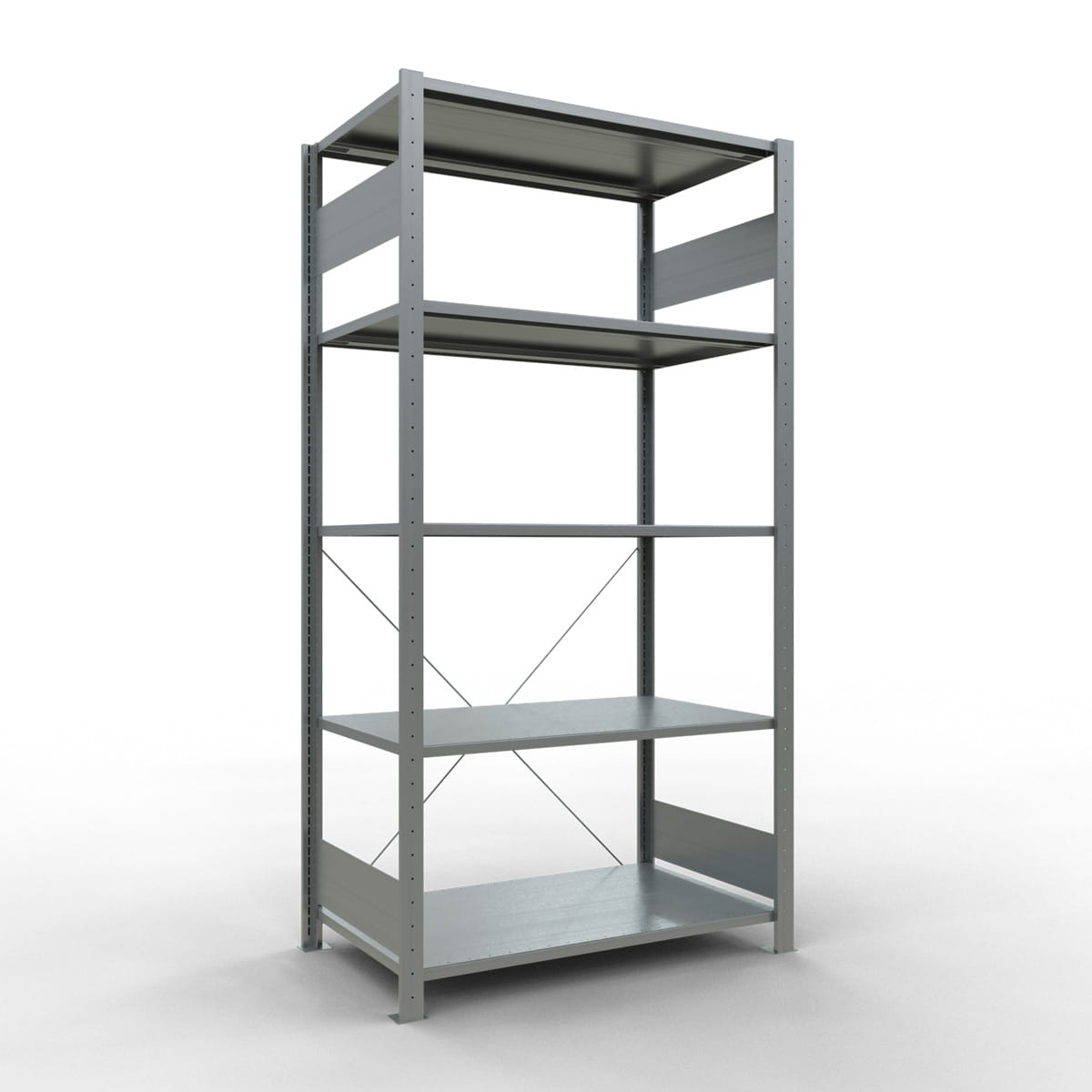 Fachbodenregal SCHULTE | Stecksystem | Grundregal | H 2000 x T 600 x L 1000 mm | 5 Fachböden | Fachlast 150 kg