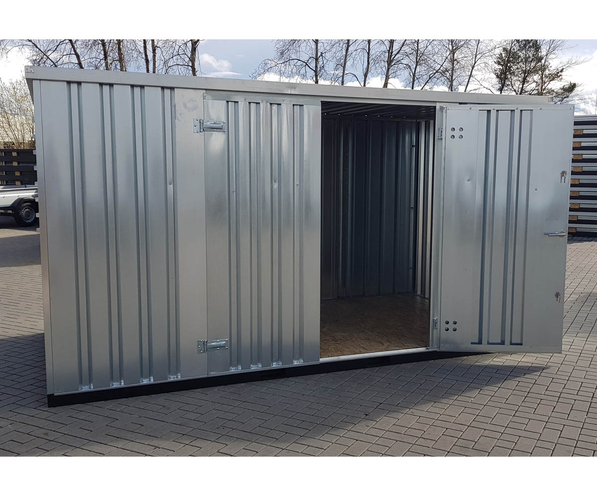 Materialcontainer MC3 verzinkt | H 2090 x B 2142 x T 2950 mm | Tür längsseitig zweiflügelig