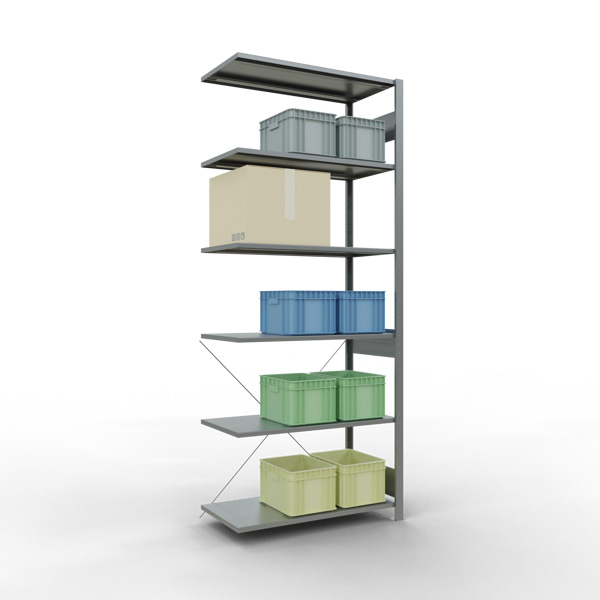 Fachbodenregal SCHULTE | Stecksystem | Anbauregal | H 2500 x T 500 x L 1000 mm | 6 Fachböden | Fachlast 150 kg