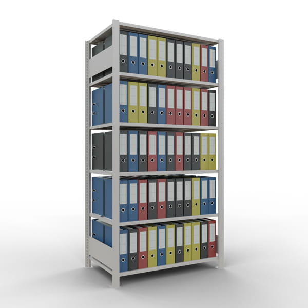 Büroregal SCHULTE | Grundregal | H 2000 x T 600 x L 1000 mm | für 120 Ordner | 6 Fachböden | doppelseitig | lackiert