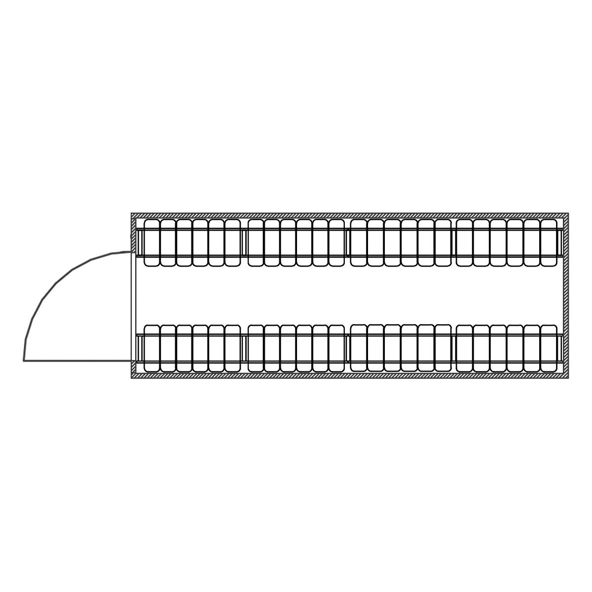 Reifenregal GENIUS | Komplettregal für Reifencontainer RC20 | 2x H 2000 x T 400 x L 5950 mm | 3 Ebenen | Fachlast 300 kg | für 144 Räder