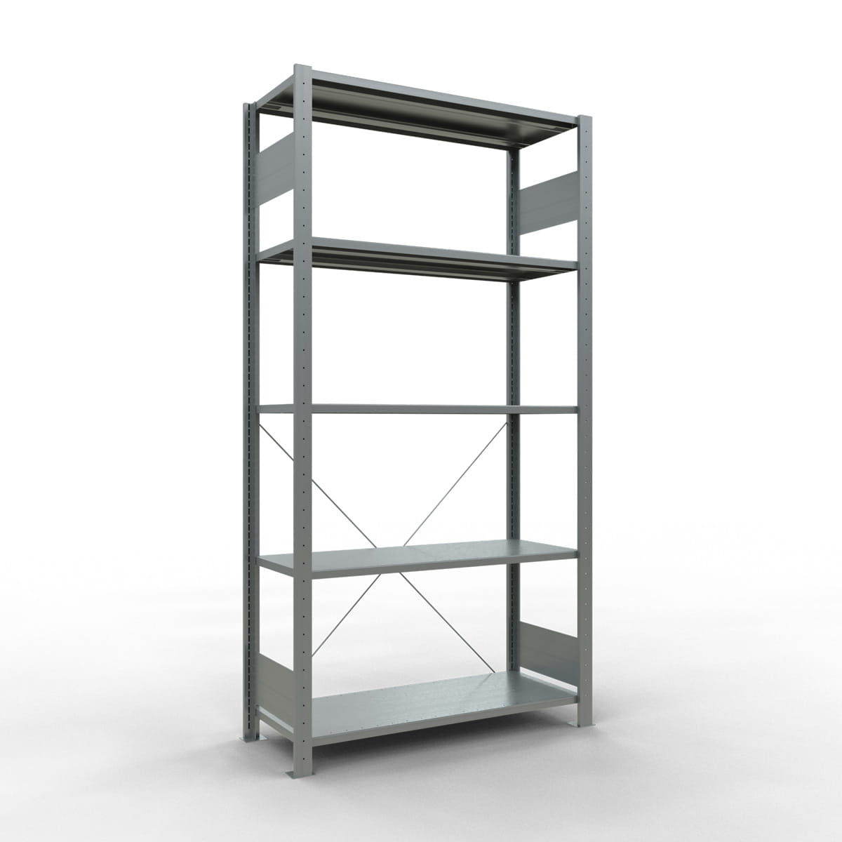 Fachbodenregal SCHULTE | Stecksystem | Grundregal | H 2000 x T 400 x L 1000 mm | 5 Fachböden | Fachlast 150 kg