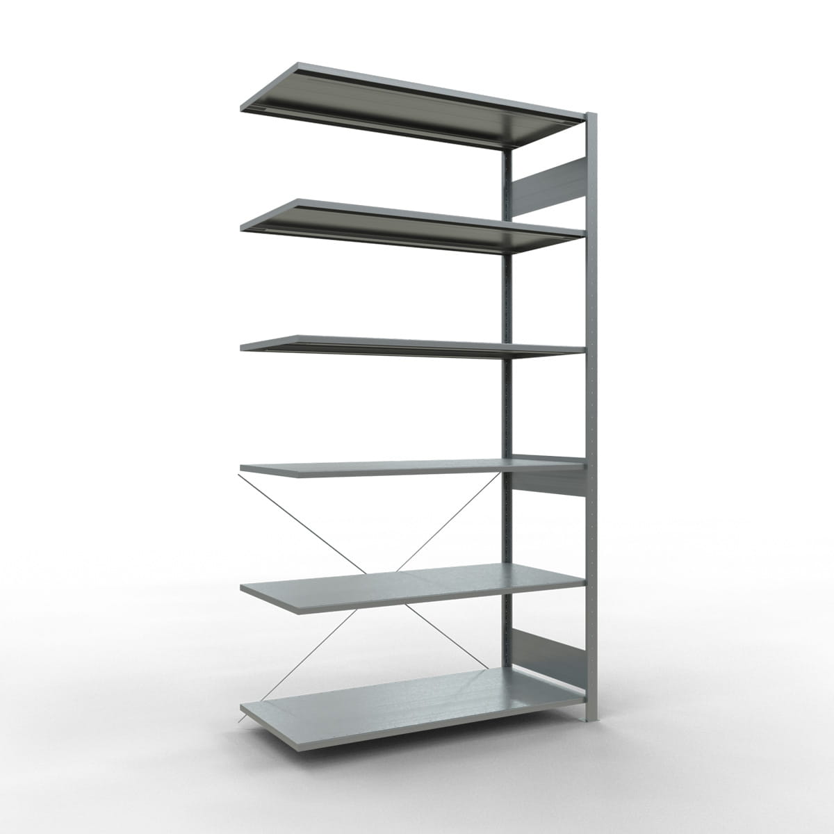 Fachbodenregal SCHULTE | Stecksystem | Anbauregal | H 2500 x T 600 x L 1300 mm | 6 Fachböden | Fachlast 150 kg