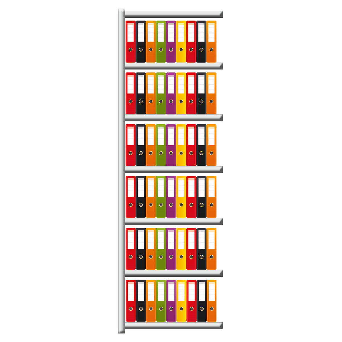 Büroregal SCHULTE | Anbauregal | H 2300 x T 600 x L 750 mm | für 108 Ordner | 7 Fachböden | doppelseitig | lackiert