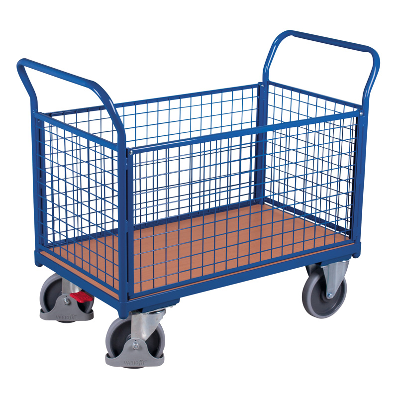 Schiebebügelwagen Transportwagen | 500 kg | H 1015 x T 600 x B 1190 mm | 4 Wände Drahtgitter