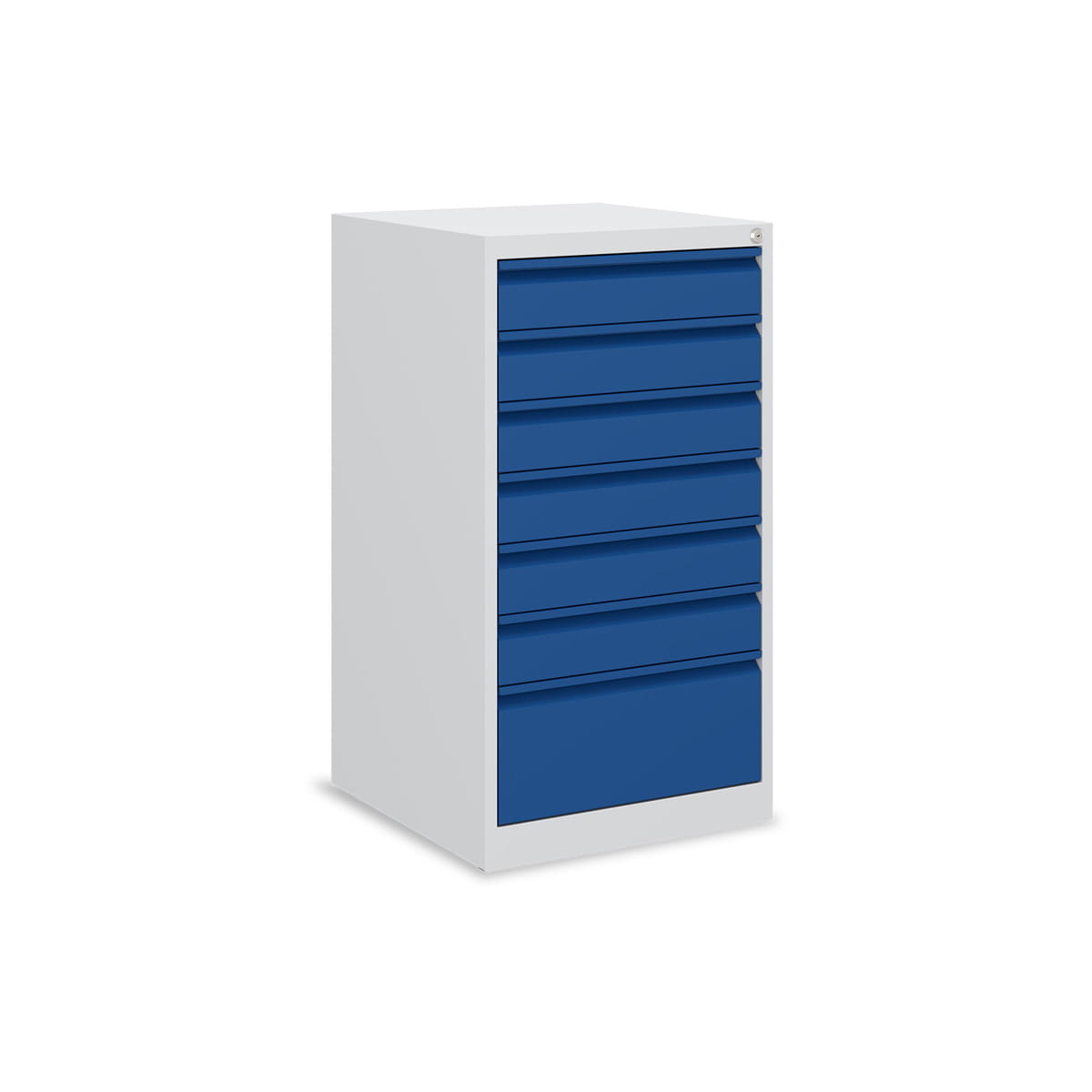 Schubladenschrank | Stahlschrank | B 500 x T 500 x H 900 mm | 7 Schubladen | Lichtgrau