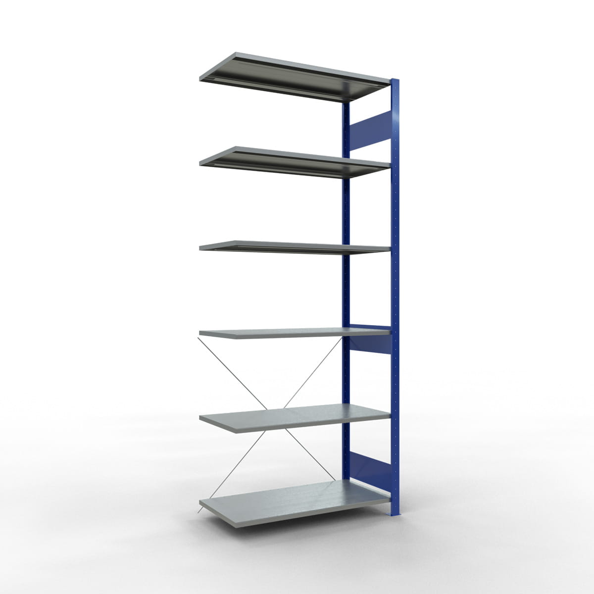 Fachbodenregal SCHULTE | enzianblau | Stecksystem | Anbauregal | H 2500 x T 500 x L 1000 mm | 6 Fachböden | Fachlast 150 kg