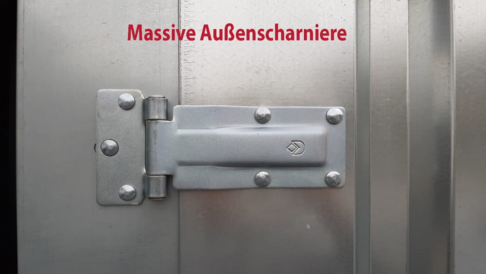 Materialcontainer MC6 lackiert RAL 7021 Schwarzgrau | H 2090 x B 2142 x T 5882 mm | Tür stirnseitig zweiflügelig