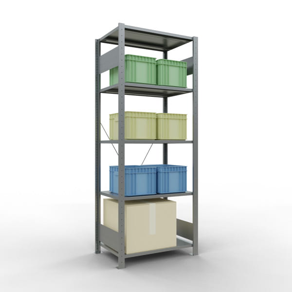 Fachbodenregal SCHULTE | Stecksystem | Grundregal | H 2000 x T 500 x L 750 mm | 5 Fachböden | Fachlast 150 kg