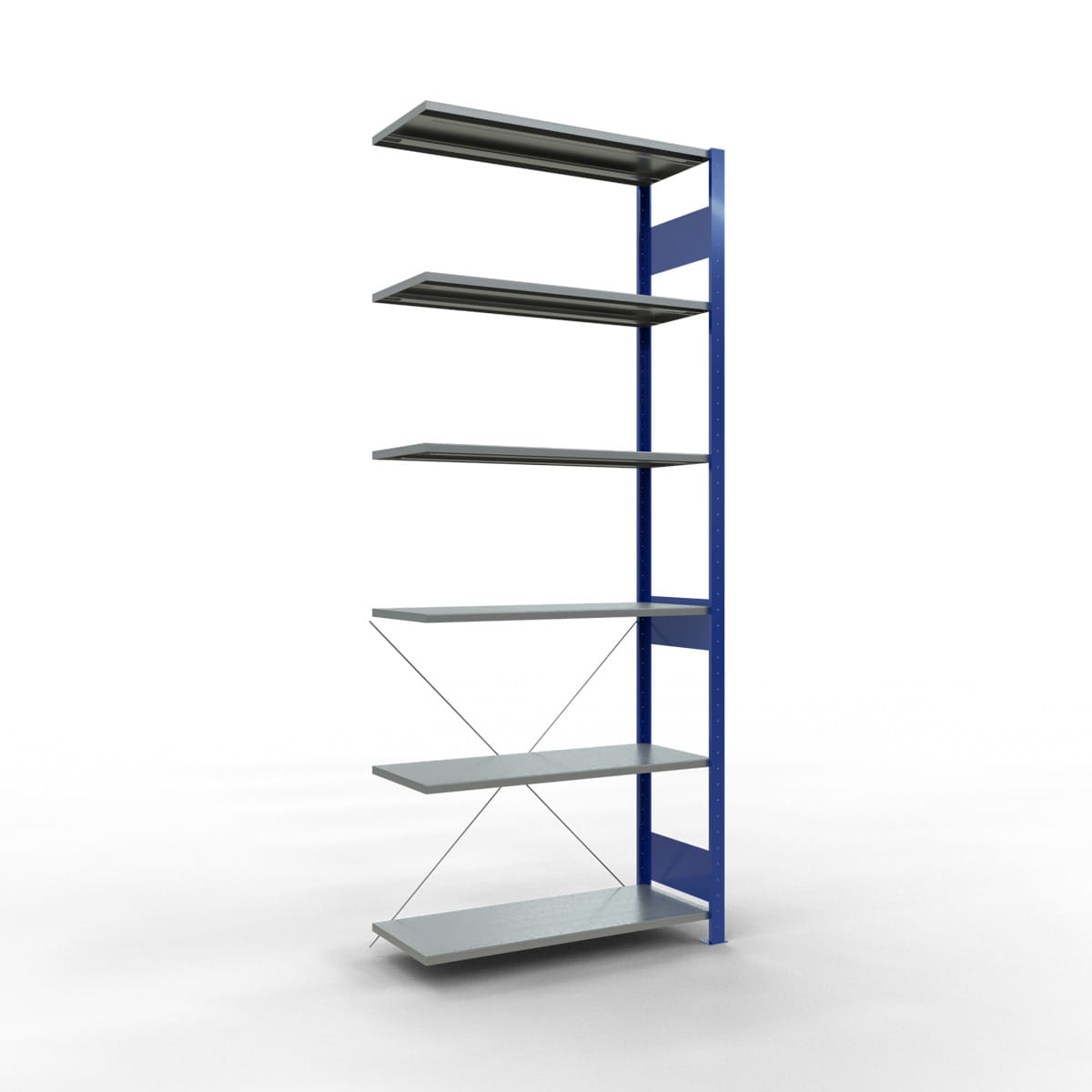 Fachbodenregal SCHULTE | enzianblau | Stecksystem | Anbauregal | H 2500 x T 400 x L 1000 mm | 6 Fachböden | Fachlast 150 kg